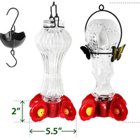 Flowers Glass Hummingbird Feeder With Ant Moat