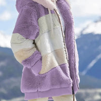 Contrasting Lamb Wool Padded Coat