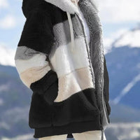 Contrasting Lamb Wool Padded Coat