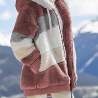 Contrasting Lamb Wool Padded Coat