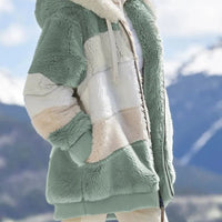 Contrasting Lamb Wool Padded Coat