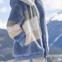 Contrasting Lamb Wool Padded Coat