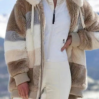 Contrasting Lamb Wool Padded Coat