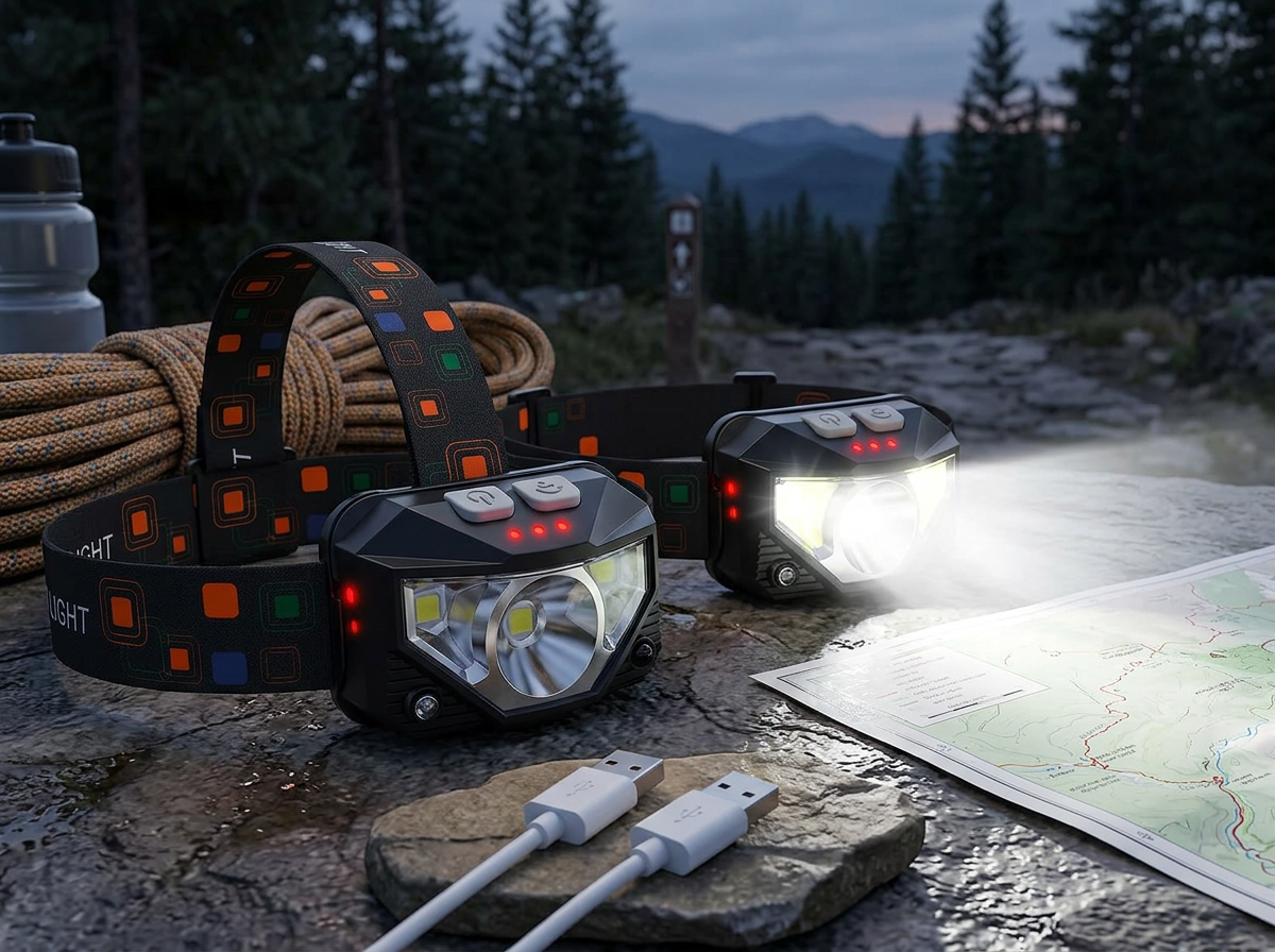 Rechargeable LED headlamp flashlight