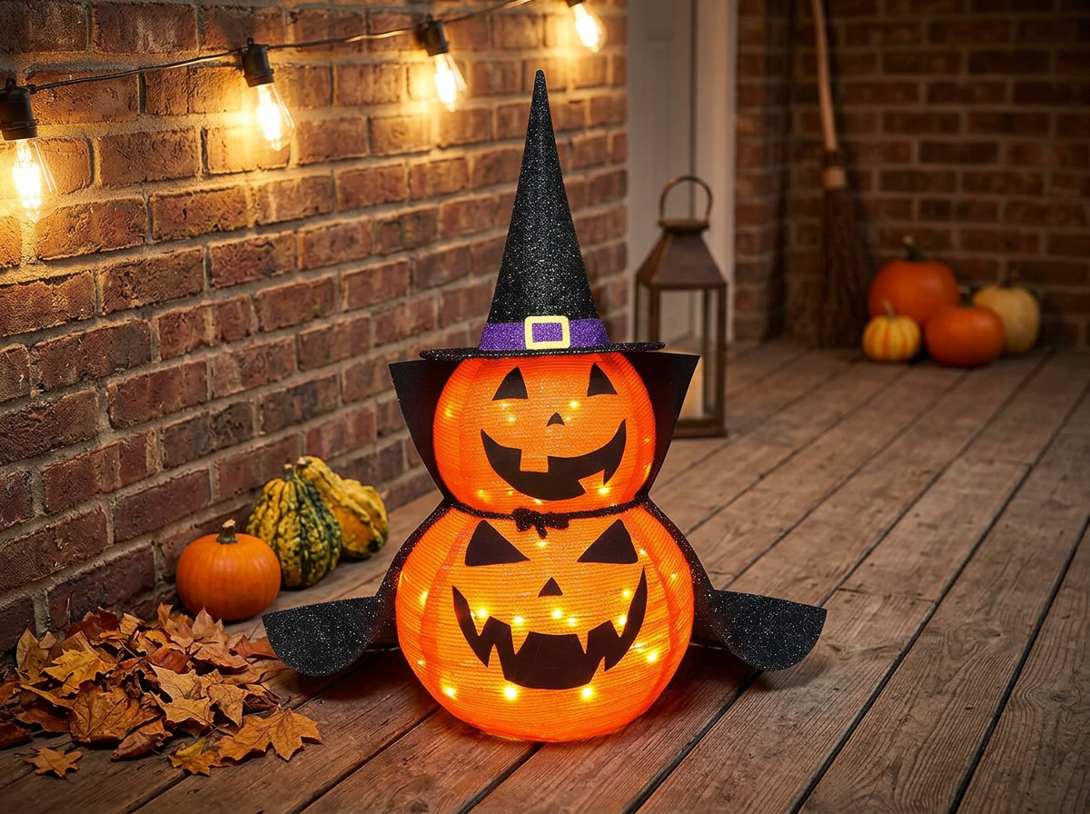 Lighted pumpkin garden decoration