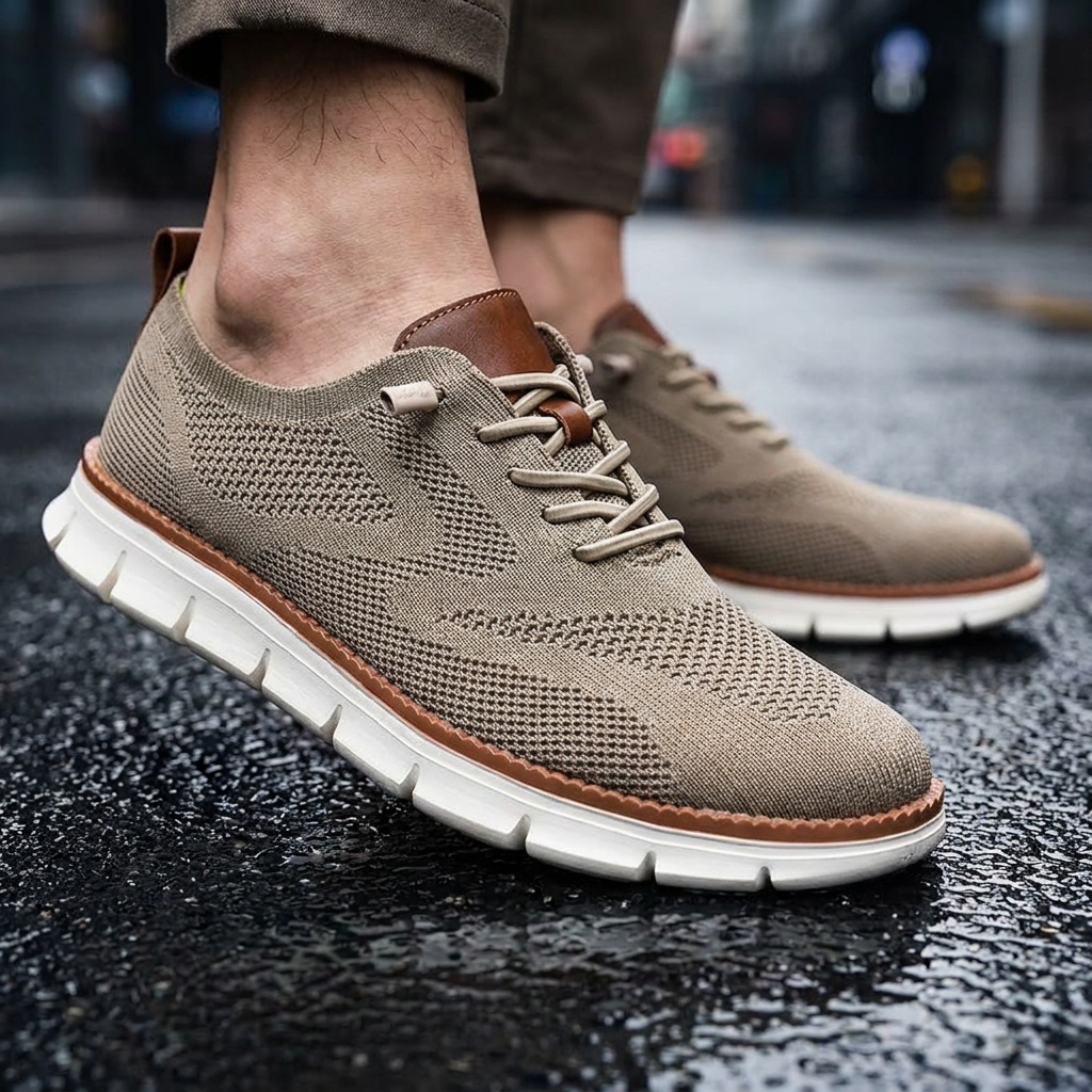 Men's Knit Oxford Shoes – Lightweight Wide Toe Box Business Casual Sneakers, Breathable & Cushioned