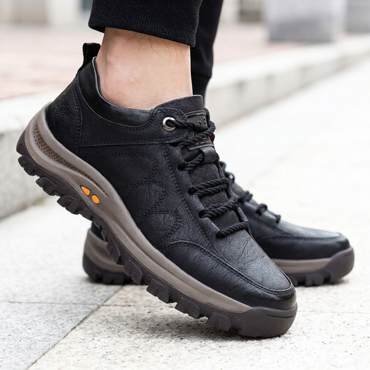 Men's Orthopedic Leather Shoes – Waterproof Arch Support Walking Shoes with Non-Slip Rubber Sole