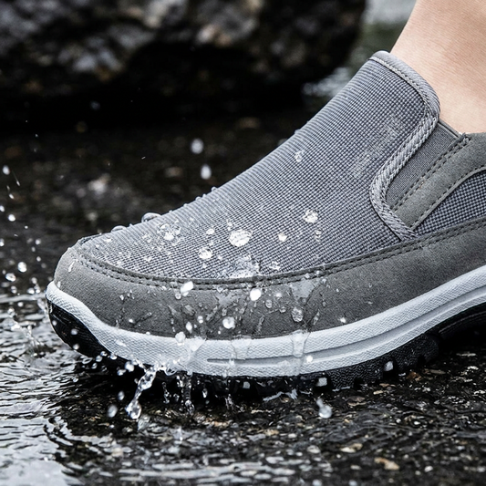 Men's Waterproof Slip-On Shoes – Orthopedic Comfort Walking Shoes with Elastic Sides & Lug Sole