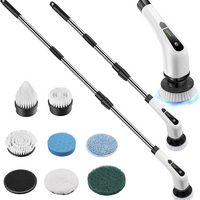 Electric Spin Power Scrubber Cordless Cleaning Brush Long Handle 7 Heads