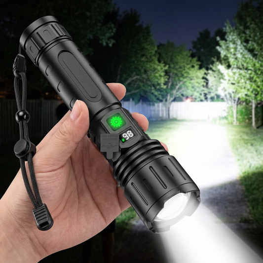 Rechargeable LED Tactical Flashlight – Zoomable High-Power Torch, 3280 ft Beam, 5 Modes, USB-C Power Bank, IPX5 Waterproof