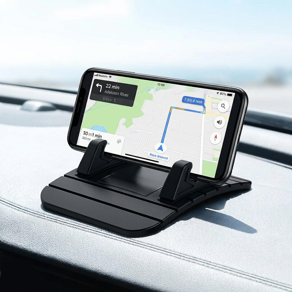 Non-Slip Silicone Car Phone Holder – Dashboard Phone Mount Pad, No Adhesive, Doubles as Desk Stand