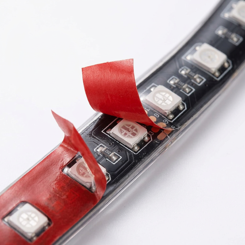 Flexible LED strip with adhesive backing