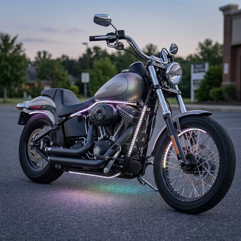 Motorcycle LED light kit with multicolor underglow